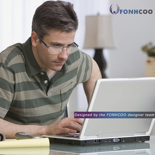 FONHCOO Reading Glasses for Women Men, Blue Light Blocking Reading Glasses Metal Half Frame Computer Readers Anti UV/Glare/Eyestrain (Purple Blue Grey 3.0)