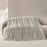 Fleece Blanket King XXL Soft Warm Extra Large Throw Beige 270x230cm