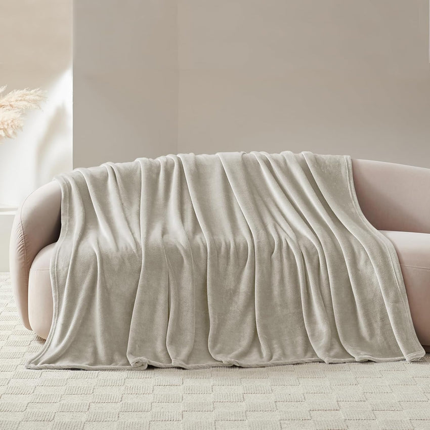 Fleece Blanket King XXL Soft Warm Extra Large Throw Beige 270x230cm