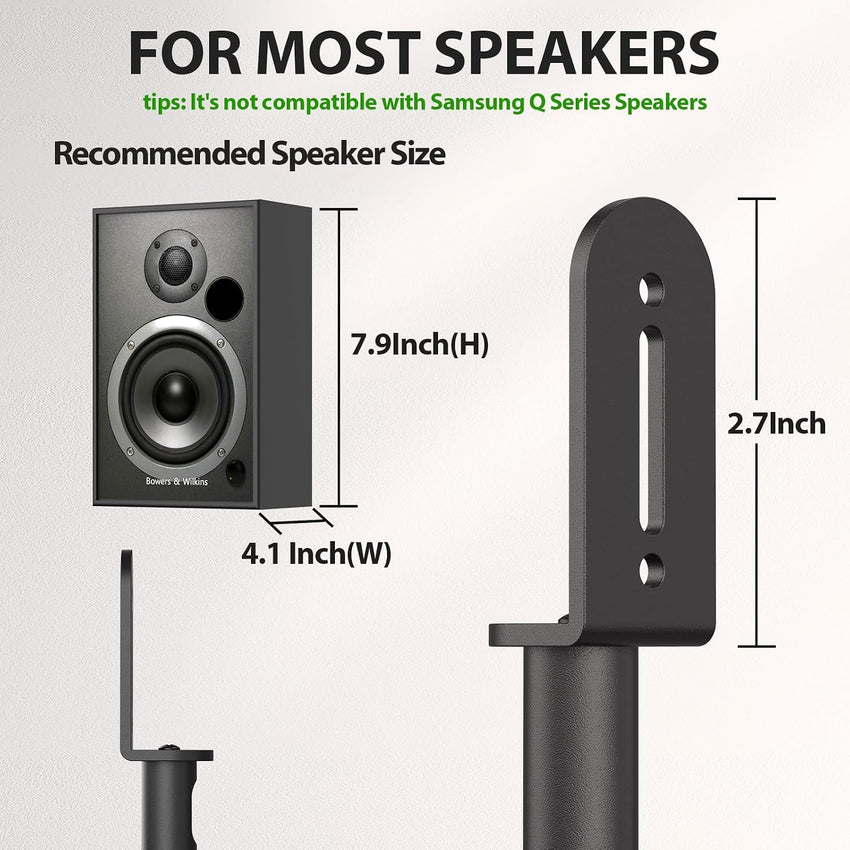 Height-Adjustable Speaker Stands 84â108cm Heavy-Duty, Pair â Black