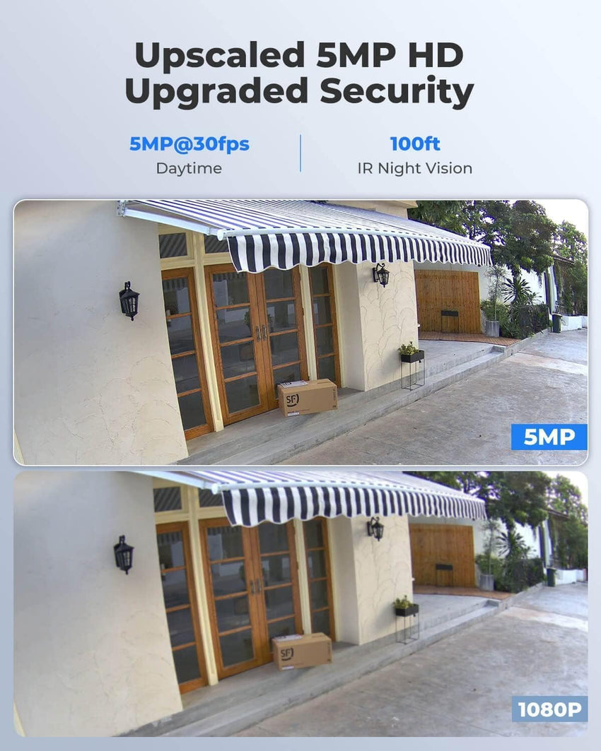Reolink 5MP PoE CCTV Camera with Human/Vehicle Detection, IR Night Vision, IP67 Waterproof Time Lapse Audio Recording, RLC-510A
