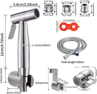 Portable Bidet Sprayer Kit,Stainless Steel Bidet Hand Shower for Bidet Toilet Shower with 2 Way Shower Diverter, 1.5m Shower Hose and Hand Shower Holder