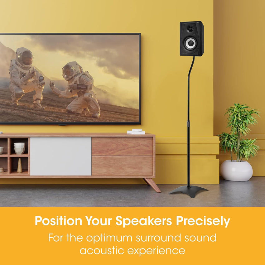 Speaker Stands, Speaker Stand Floor Pair, Universal Surround Sound Speaker Stands, Adjustable, Built in Cable Management, Suitable for Panasonic, Polk, Bose, JBL, Sony and Many Others, Black