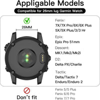 OVERSTEP for Garmin Fenix 7X Pro, 26 mm Silicone Wristband for Fenix 7X Pro/Fenix 7X/Fenix 6X/6X Pro Fenix 5X/5X Plus Fenix 3/3 HR