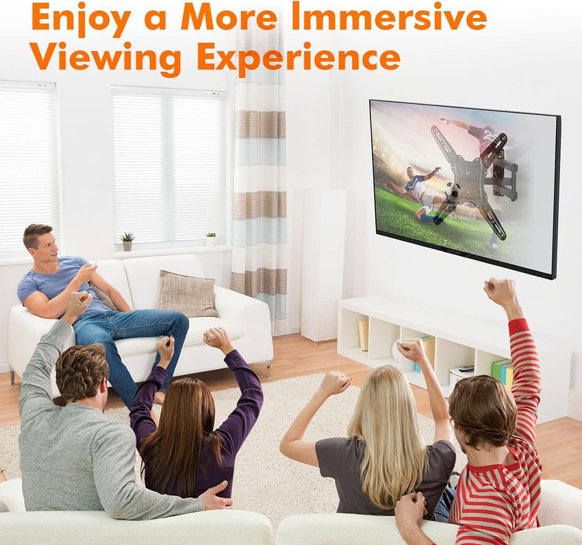 GRIFEMA TV Wall Bracket for 26-65 Inch Flat & Curved Screens - Universal Full Motion TV Wall Mount with Swivel & Tilt, Extendable Arm, Max VESA 400x400mm, Holds up to 35kg, Easy Installation, GB1010