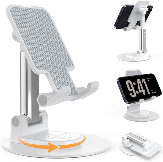 BHHB Adjustable Mobile Phone Stand, Foldable Mobile Phone Holder, Height and Angle Adjustable, Rotatable Base Mobile Phone Holder, Compatible with Mobile Phones and Tablets with a Size of 4 to 13