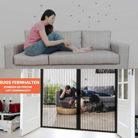 DIKER Magnetic Fly Screen Door, Fly Nets for Doors 100 X 230cm, Door Fly Screen, Screen Mesh Insect Protection Door No Gap, Easy to Install Without Drilling, Keep Bugs Out Lets Fresh Air in, Black