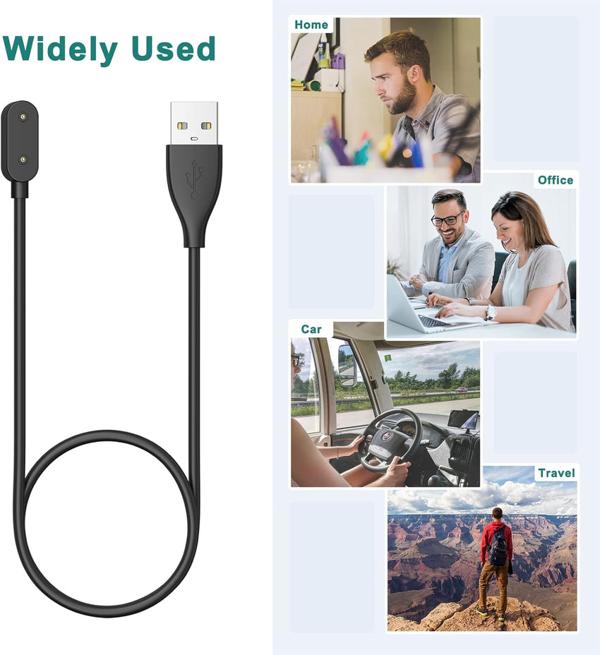 1M Charging Cable for Huawei Watch Charger Fit 1/2, Huawei Band 9/8/7/6/6 Pro, Honor Charger Band 9/7/6/Watch ES/4X/4 Pro Magnetic Wireless USB Fast Charging Cord Black