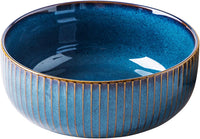Large Salad Bowl, 1800ml Large Bowl Porcelain Fruit Serving Bowls, Stylish Blue Bowl Handmade Round Soup Bowl,Bowl for Soup,Salad,Cereal,Ramen(21cm/63oz)