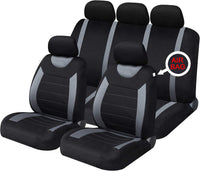 Car Seat & Headrest Covers Full Set Universal Fit Side Airbag Compatible Washable Carnaby Grey