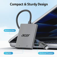 Acer USB-C SD Card Reader, High Speed Type-C Micro SD Card Adapter, USBC External Memory Card Reader SDXC, Micro SDXC Card, Compatible with MacBook Pro/Air, Acer Laptop, iPhone 16, Camera, and More