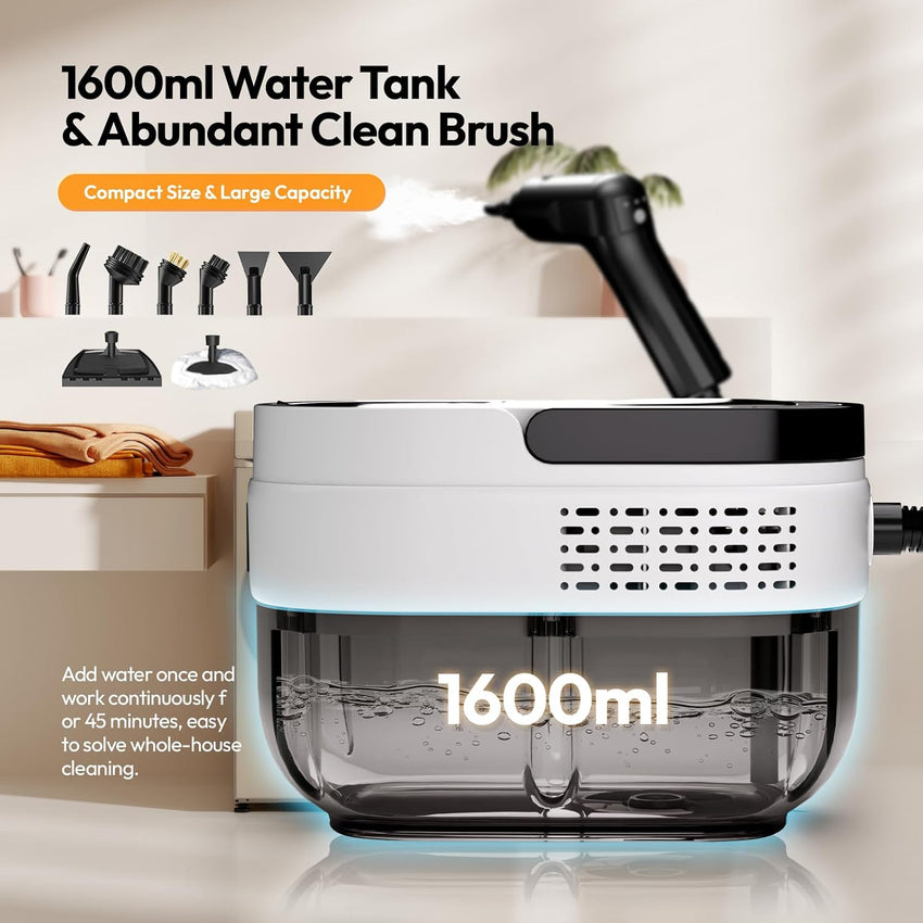 Handheld Steam Cleaner 3-Grade Adjustable Handle Portable White