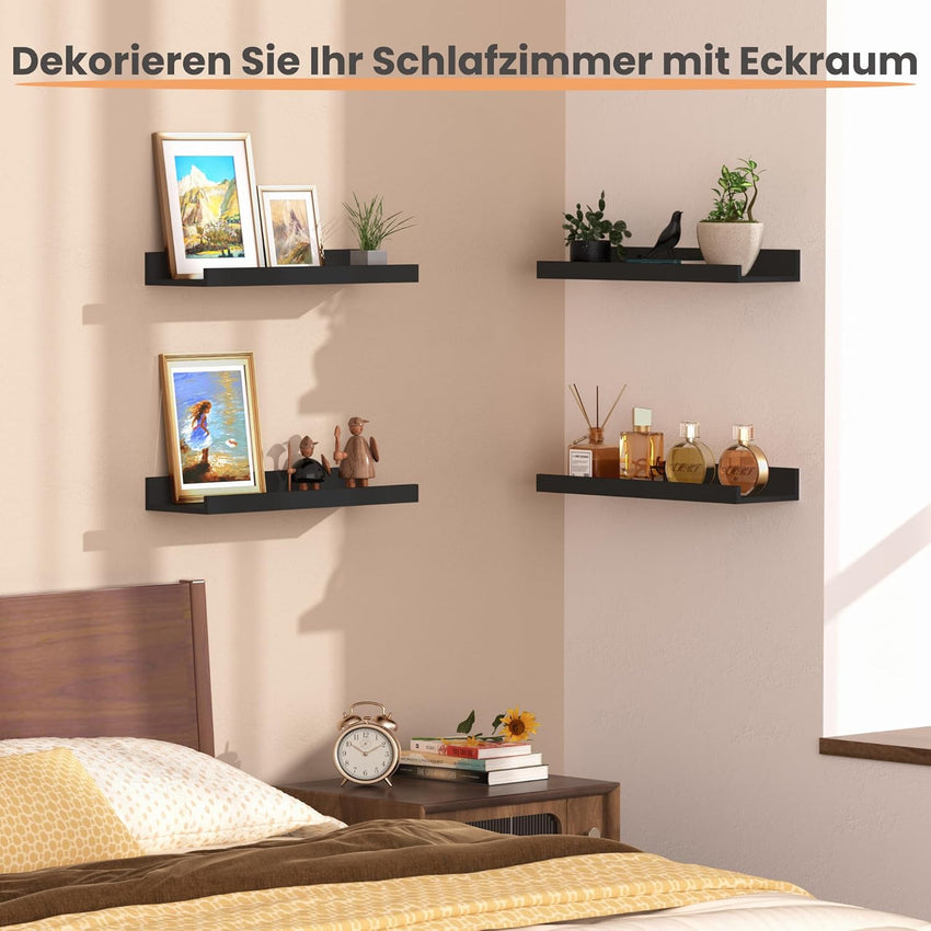 upsimples 3-Pack Floating Wall Shelves for Room Decor Ã¢ÂÂ Black 80CM
