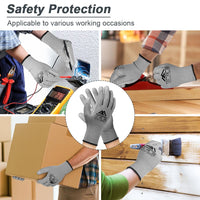 Work Gloves PU-Coated Non-Slip 12-Pair Protective for Gardening & General Duty â Grey XL