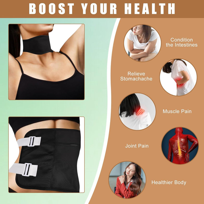 2pcs Reusable Castor Oil Pack Wraps Adjustable Leak-Proof Belt Ã¢ÂÂ Black
