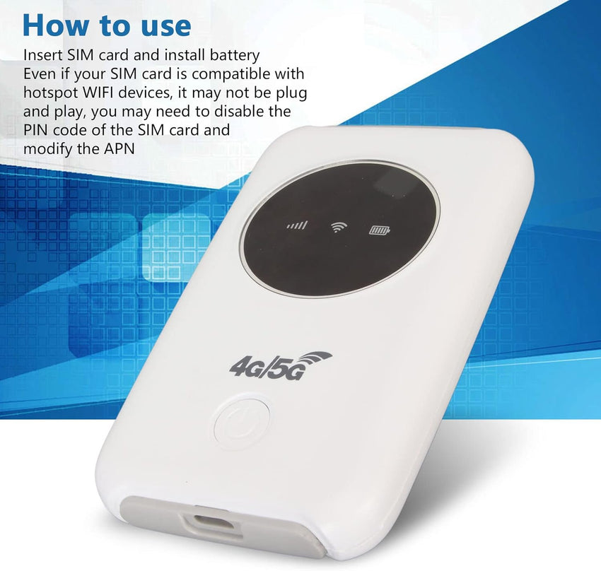 5G Router with SIM Slot Unlocked, 4G LTE Mobile WiFi Router Portable Travel Mi-Fi Hotspot 5G & 4G MiFi Device, Connection with Up to 10 Devices 300Mbps