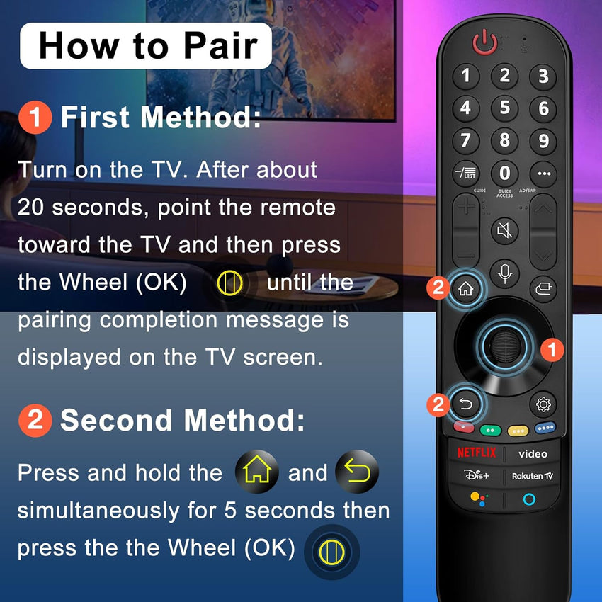 Magic Remote for LG-Smart-TV-Remote-Control,Replacement for MR24GA MR23GA MR22GN MR21GA,Suitable for LG UHD OLED QNED NanoCell 4K 8K Smart TV,with Pointer and Voice Function