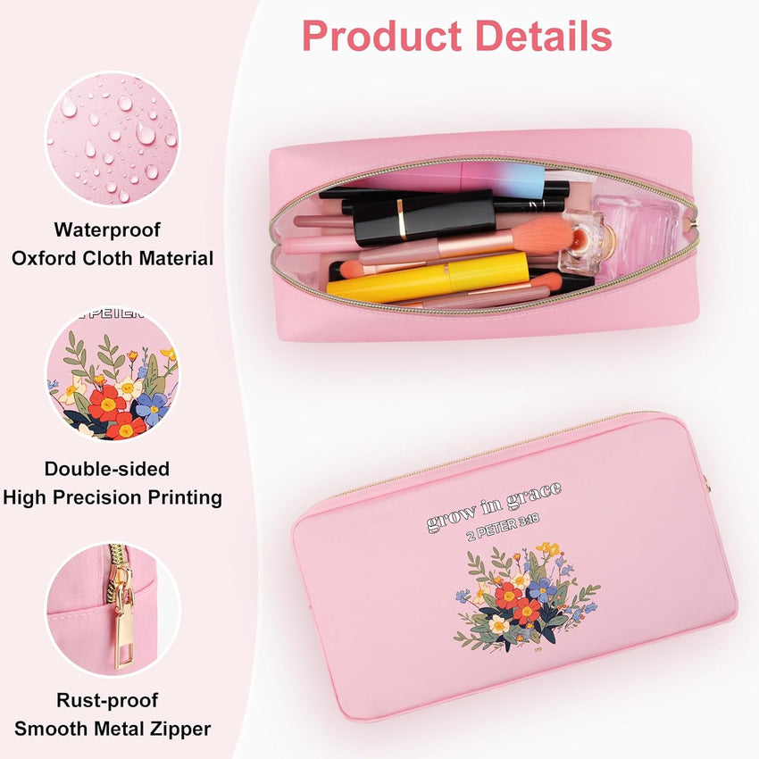 Christian Cosmetic Makeup Bag Oxford Cloth Travel Pouch Religious Gift