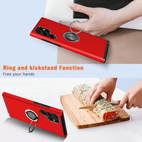 KRAFTCARE for Samsung S22 Ultra Case with Kickstand Ring, Upgrade Shockproof and Anti Scratch 360^0 Magnetic Ring Holder Stand Protective Phone Case Cover for Samsung Galaxy S22 Ultra - Red
