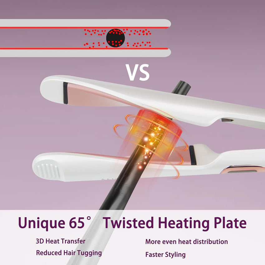 Pro Twist 2-in-1 Hair Straightener & Curler Ceramic Dual Voltage LCD 130-230Â°C - With Heat Mat