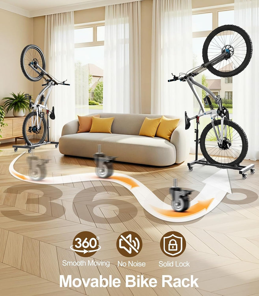 Vertical Bike Stand 360Â° Wheels Upright Storage 2 Pack up to 29in