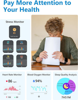 Smart Watch, 44mm Smartwatch Answer Make Calls, Alexa 1.83" Fitness Watch, IP68 Waterproof Fitness Tracker Women Men, Heart Rate/Sleep Monitor, 100+ Sports Pedometer Watch for Android & iOS Phone