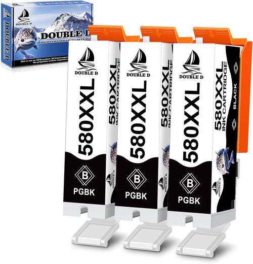 3-Pack PGI-580 580 PGBK XXL Black Ink Cartridges for Canon PGI-580XXL PGI-580XL, work with Canon Pixma TS6350 TS705 TS702 TS8350 TS8250 TS8151 TS9150 TR8550 TR7550 TS6150 TS6250 TS9550 TS8351