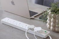 PRO ELEC PELB1703 6 Gang Extension Lead with Surge Protection White, 5m