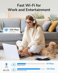 Cudy New LT300 4G LTE WiFi Router 300Mbps, Compatible with All Operators, 2 2 MIMO, No Configuration Required, OpenVPN, WireGuard