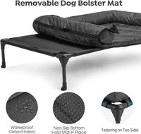 Veehoo Raised Dog Bed + Waterproof Removable Pillow-Top Mat, Dog Bed Sofa Couch, Elevated Dogs Beds with Breathable Mesh, No-Slip Feet, Dogs Sofa Beds for Indoor Outdoor, Large, Black