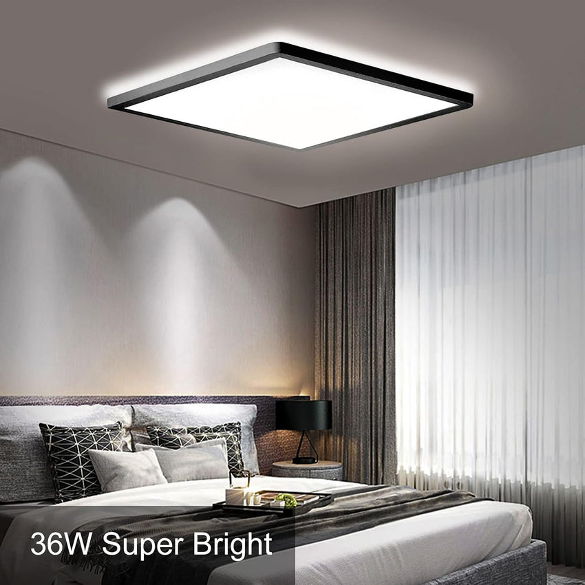 MLOQI 36W LED Ceiling Lights for Bedroom Waterproof Bathroom Light Super Bright 5000K Daylight White Modern Square Flush Mounted Lighting Fixture for Office Kitchen Hallway Living Room
