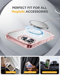 Miracase Magnetic Case for iPhone 16 Pro Case 6.3-Inch, Full Body Bumper Case Compatible with MagSafe and Built-in 9H Tempered Glass Screen Protector + Camera Lens Protector (Clear Pink)