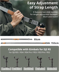 SMALLRIG RS 4 RS 3 RS 2 Weight-Reducing Shoulder Strap Compatible with Sling Handle for DJI, Gimbal Belt with QD Quick Release Buckles for DJI RS 4 Pro/RS 4/ RS 3 Pro/RS 3/ RS 2 Gimbal - 4118