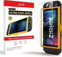 JSAUX 3-Pack Screen Protector for Nintendo Switch 2, Easy to Install with Guiding Frame Tempered Glass Ultra HD Glass Protector 9H Hardness Scratch Resistant