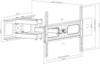 One For All - Full Motion TV Bracket - Swivel (120^0) Tilt (20^0) Wall Mount - Screen size 32-90 Inch - Max Weight 60kg - VESA 200x200 to 600x400 - Black
