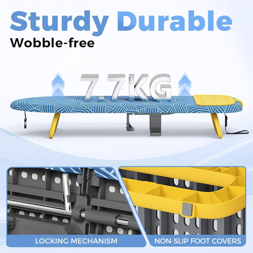 KINGRACK Tabletop Ironing Board Mini Foldable with Iron Holder 12x32, Blue
