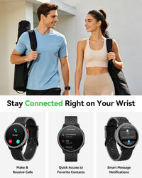 Smartwatch 1.27in Round Touch Answer/Make Calls Heart Rate Monitor for Men & Women Black