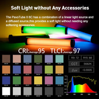 Nanlite PavoTube II 6C LED RGB Tube 2700K-7500K Ultra-Wide Colour Temperature Wireless Control Portable