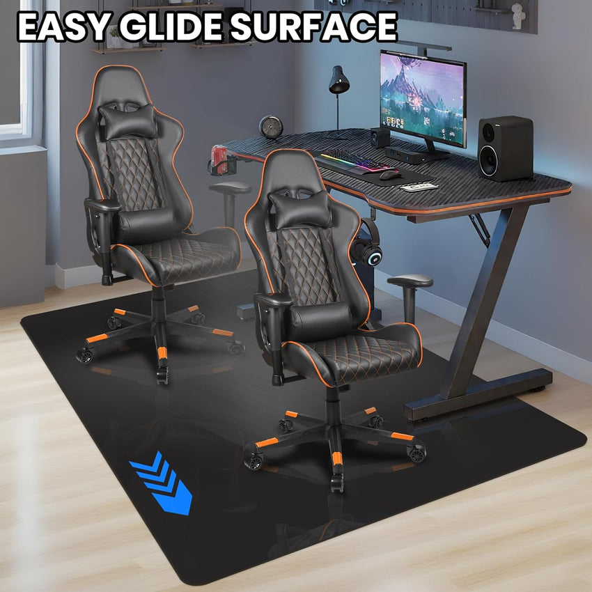 Gaming Chair Mat Non-Slip Waterproof Easy-Glide â Black 100x140cm