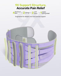 Women's Back Support Belt Ergonomic Lumbar Brace with 3D Pad Kidney Support Purple M (85-100 cm)