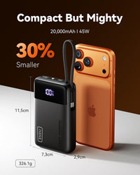 INIU Portable Charger, Smallest 20000mAh Power Bank with Build in USB-C Cable, 22,5W PD Fast Charging USB C in&Out Battery Pack, External Phone Charger for iPhone 16 15 14 Samsung S25 S24 Google etc