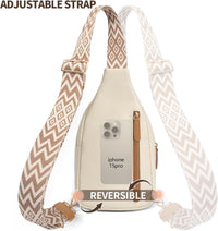 OSOCE Crossbody Bag for Women PU Sling Belt Bag Small Shoulder Chest Bag Purses with Adjustable Guitar Strap Phone Cable Hole Fanny Pack Cross Body Bags with for Ladies Travel Shopping.