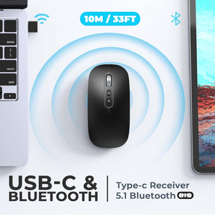 USB C Wireless Mouse Rechargeable Dual-Mode for MacBook Air/Pro â Slim Portable