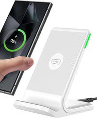 INIU Wireless Charger, [White, 15W] Fast Wireless Charging Stand for iPhone 17 16 15 14 13 12 11 Pro Max Samsung S24 S23 S22 Google Pixel etc