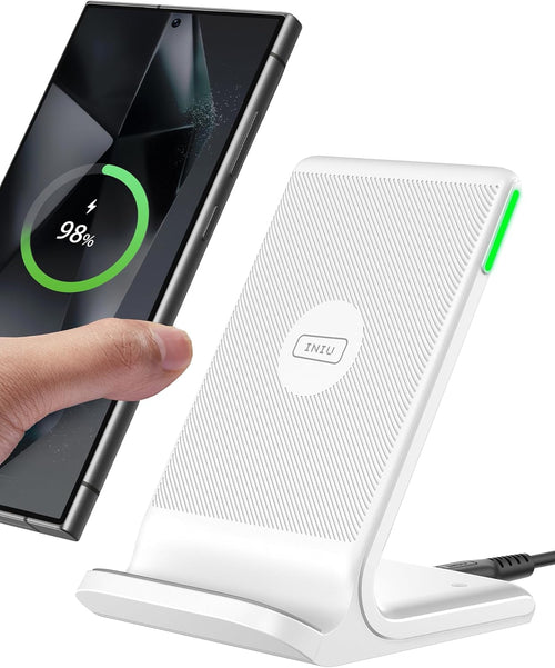 INIU Wireless Charger, [White, 15W] Fast Wireless Charging Stand for iPhone 17 16 15 14 13 12 11 Pro Max Samsung S24 S23 S22 Google Pixel etc