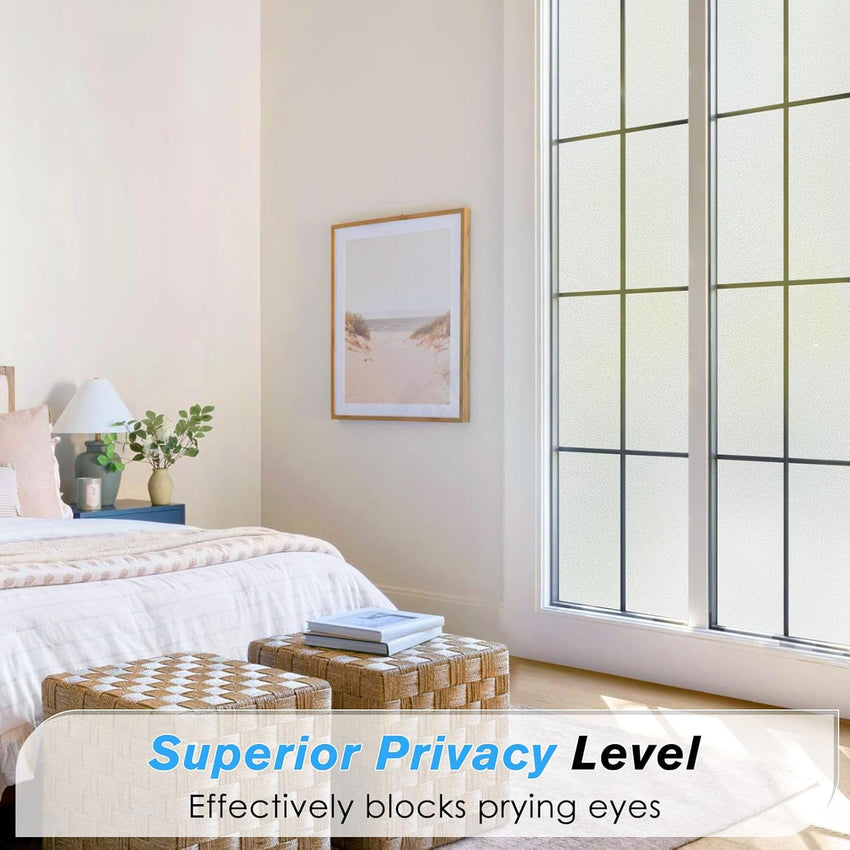 Haton Window Film Privacy Film for Glass Windows Frosted Window Film Frosting 60x200cm, Opaque Window Sticker Self Adhesive Roll UV Block No Glue Static Cling Vinyl Film for Bathroom Home and Office
