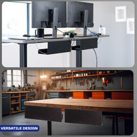 VIVO Under Desk 43cm Extra Deep Cable Management Trays, Power Strip Holders, Cord Organizers, Wire Tamers for Office and Home, Black, 2 Pack, DESK-AC16-2C