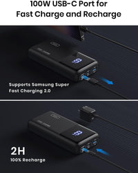INIU Power Bank, 25000mAh 100W Fast Charging Portable Charger, Battery Pack with LED Display, USB C Flight-Approved Powerbank for Laptop, iPhone 17 16 Air Pro Max, Samsung S25 24, iPad, Steam Deck