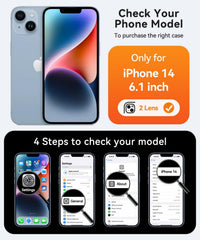 CANSHN Magnetic Compatible with iPhone 14 Case(6.1 Inch), Upgraded [Full Camera Protection] [Compatible with Magsafe] [Translucent Matte] Shockproof Protective Bumper Phone Case Cover - Black