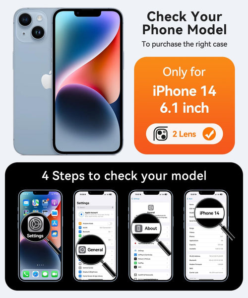 CANSHN Magnetic Compatible with iPhone 14 Case(6.1 Inch), Upgraded [Full Camera Protection] [Compatible with Magsafe] [Translucent Matte] Shockproof Protective Bumper Phone Case Cover - Black